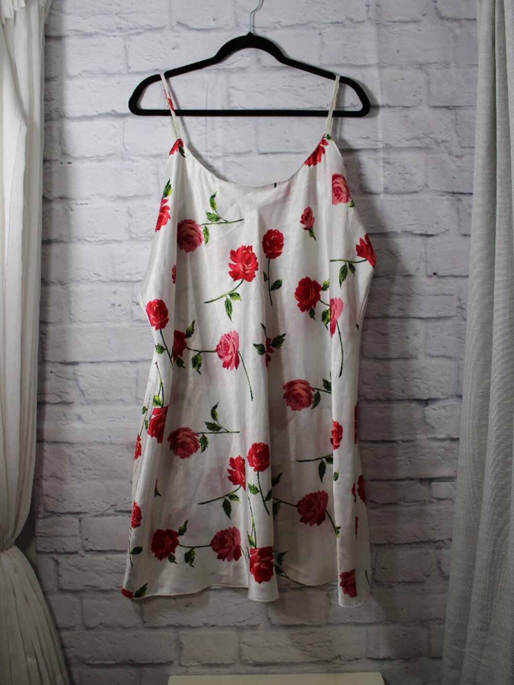 Go Softly Satin Nightgown Plus 3X Strappy Scoop Neck Spring Summer